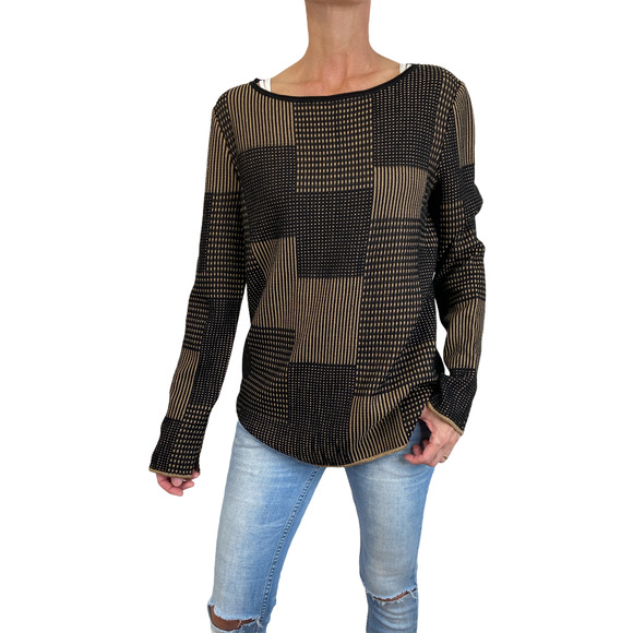 $895 ST. JOHN Patchwork Sweater Small